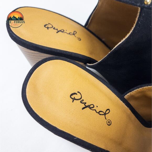 NWT Qupid Women Fashion Vegan Suede Cut Out Peep Toe Block Stacked Heel Size 7.5 - Picture 11 of 12